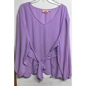 Ladies Plus Size 3X Evri Tie-In-Front Blouse